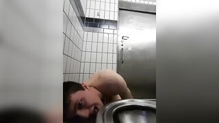 Twink faggot licks public toilet and flushes his head sissyfaggotbilly - 10 image