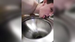 Twink faggot licks public toilet and flushes his head sissyfaggotbilly - 7 image