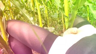 A visit to the village. Sissy fag masturbates while waiting for some strangers in the cornfield - 1 image