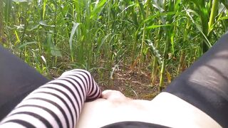 A visit to the village. Sissy fag masturbates while waiting for some strangers in the cornfield - 5 image