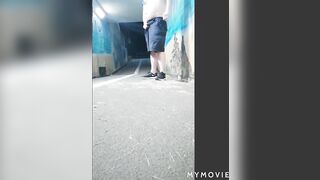 Jerking off in tunnel - 4 image