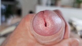 Play with crowned Glans Foreskin and Hirsuites close-up uncut cock cumming - 8 image