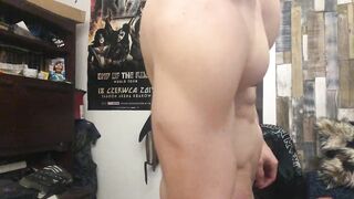 Chris Wild doing biceps curls and masturbates his big cock - 10 image
