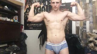 Chris Wild doing biceps curls and masturbates his big cock - 3 image