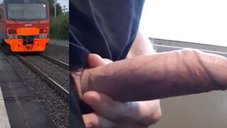 The guy masturbates a big dick right in the train - 1 image