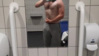 Stripping Naked In Public Bathroom | Teasing My Uncut Dick - 1 image