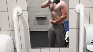 Stripping Naked In Public Bathroom | Teasing My Uncut Dick - 3 image