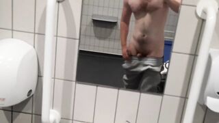 Stripping Naked In Public Bathroom | Teasing My Uncut Dick - 5 image