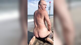 Public Nude Beach examination with erection and hole exposure - 8 image