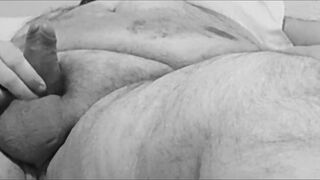 fat guy wank in black and white - 4 image
