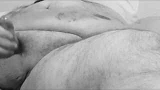 fat guy wank in black and white - 8 image