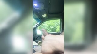 Jacking off in car and getting a good cumshot - 2 image
