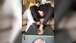 Master and his sub dominate slave with sweaty feet and socks - 3 image