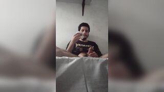 Chocolates and snacks to fill up my belly, wanking while feeding myself