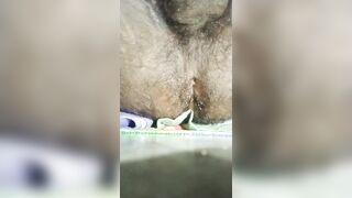 Indian boy fingering his ass with vigetabl and his black cock cum outside - 2 image