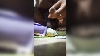Indian boy fingering his ass with vigetabl and his black cock cum outside - 4 image