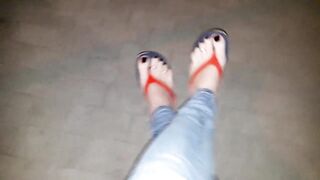 crossdresser with very sexy feet in platfom flipflops - 10 image