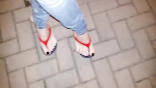 crossdresser with very sexy feet in platfom flipflops - 2 image