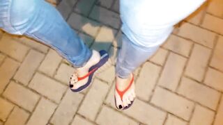 crossdresser with very sexy feet in platfom flipflops - 3 image