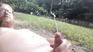 Naked in Nature #04: Pissing on myself while I jerk off at the creek! - 5 image