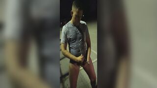 cute German boy jerks off and pisses at a rest stop (gas station) pee show and squirt outside in public Twinkboy82 - 6 image