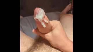 Huge sticky cumshot and cum play with hand. - 1 image