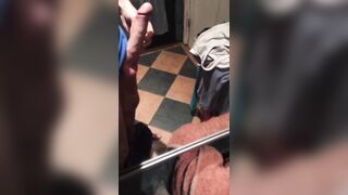 Wanking my big cock on bathroom - 2 image