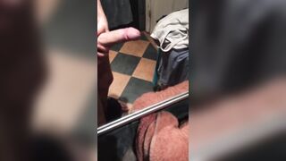 Wanking my big cock on bathroom - 3 image