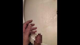 A hairy Japanese men masturbates. The moment he ejaculates in the washroom. - 1 image