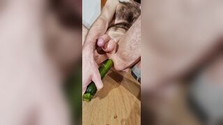 Loving my vegetables just a little too much. Fucking my tight ass with a courgette. - 4 image
