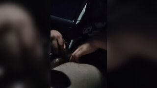 Tattooed guy jerks bushy cock and CUMS in his car - 4 image