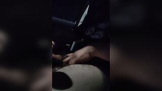 Tattooed guy jerks bushy cock and CUMS in his car - 5 image