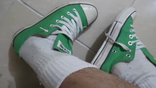 GREEN CONVERSE LOW FAB - 1 image
