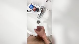 Jerking off my big dick and cum in bathroom - 7 image