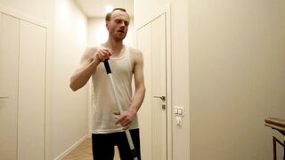 LanaTuls - Anal Slut Self-Fucked by Mop in a Private House. Moscow Faggot LanaTuls Mop Fucked Hard. - 2 image