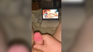 Jerking and cumming while watching porn again! Do you like that precum? - 3 image