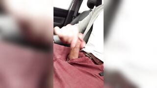 Jerking off and cumming in my car, verbal and stiff dick orgasm. Super hard cut cock. - 5 image