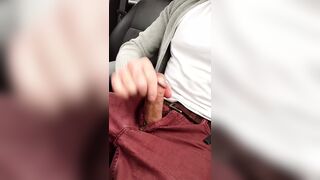 Public jerking off and cumming in my car, verbal and stiff dick orgasm. Super hard cut cock. Verbal wanking. - 1 image