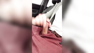 Public jerking off and cumming in my car, verbal and stiff dick orgasm. Super hard cut cock. Verbal wanking. - 5 image