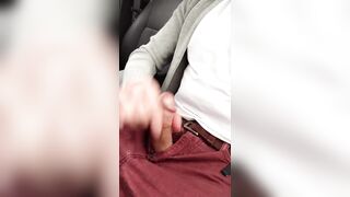 Public jerking off and cumming in my car, verbal and stiff dick orgasm. Super hard cut cock. Verbal wanking. - 7 image