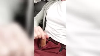 Public jerking off and cumming in my car, verbal and stiff dick orgasm. Super hard cut cock. Verbal wanking.