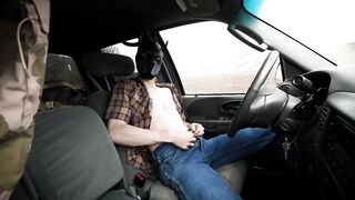 Alpha Soldier Gets Hot N Heavy In His Ford Truck. Wanking his hung cock & Fucking a Juicy Dildo. - 2 image