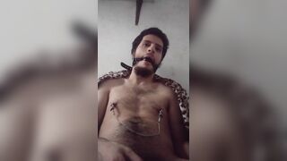 Mouth gag myself / with nipples tight pleasure