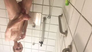 Public shower jerk off - 3 image