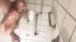 Public shower jerk off - 8 image