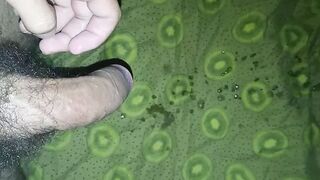 a young guy excited a member and began to masturbate and finished a lot of sperm - 1 image