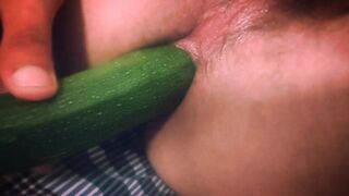 Shove a big zucchini up your ass - 4 image