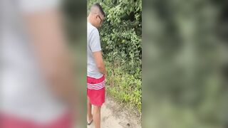 German twink boy jerks off his cock right next to a highway on a country road - Twinkboy82 - 2 image