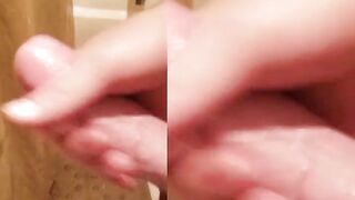 Shower cum and dick play - 2 image