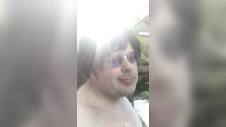 Stevo00a (Me) In JohnLennon Wig Naked in Backyard (- private backyard- not public) - 10 image